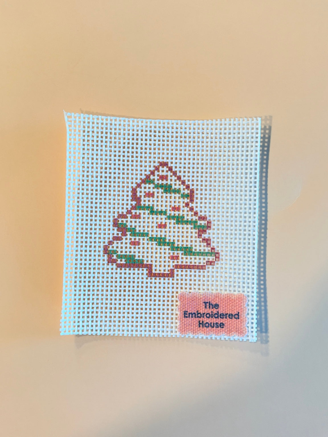 Christmas Tree Cake Stitch Snacks mini, unstitched printed 13-mesh needlepoint canvas