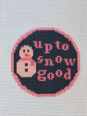 Up to Snow Good snowman ornament canvas centered close-up